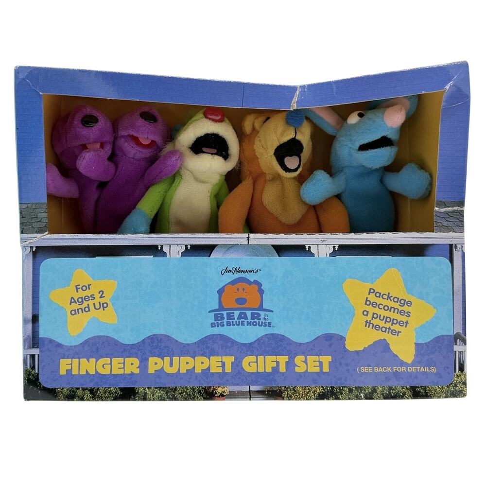 Vintage Bear in the Big Blue House Finger Puppet Gift Set NEW NOS Applause 32902